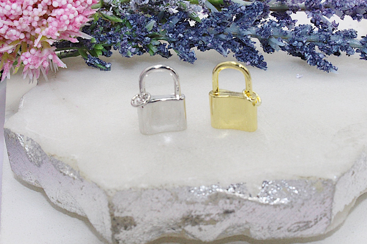 Solid Gold or Rhodium Plated Lock Pendant