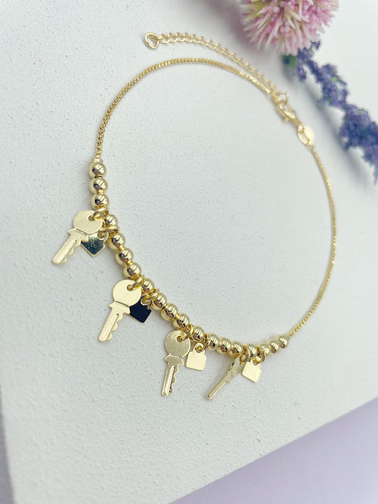 Key And Padlock Anklet