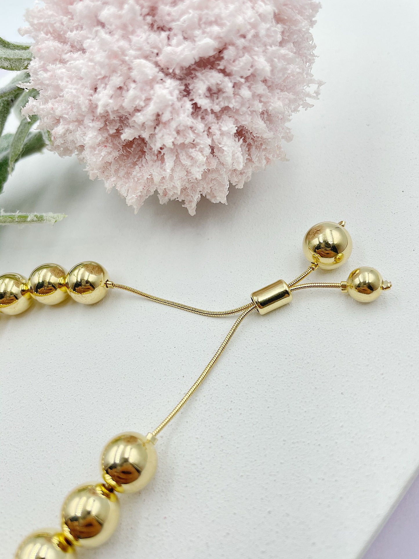 Large Golden Balls With Adjusting Lock Bracelet