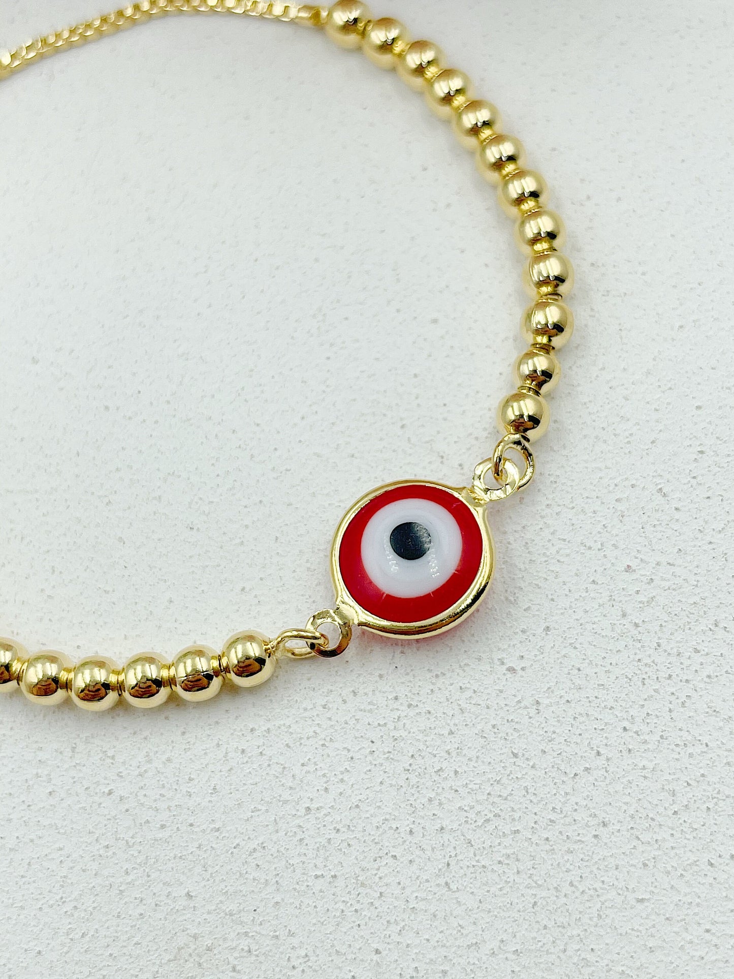 Red Greek Eye Adjustable Lock Bracelet