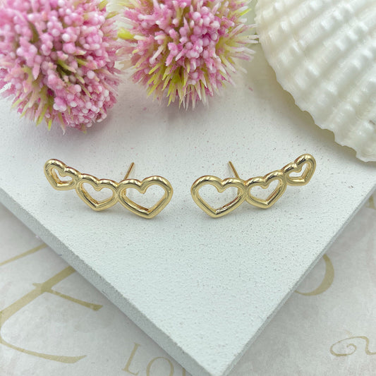 Three Hearts Stud Earrings