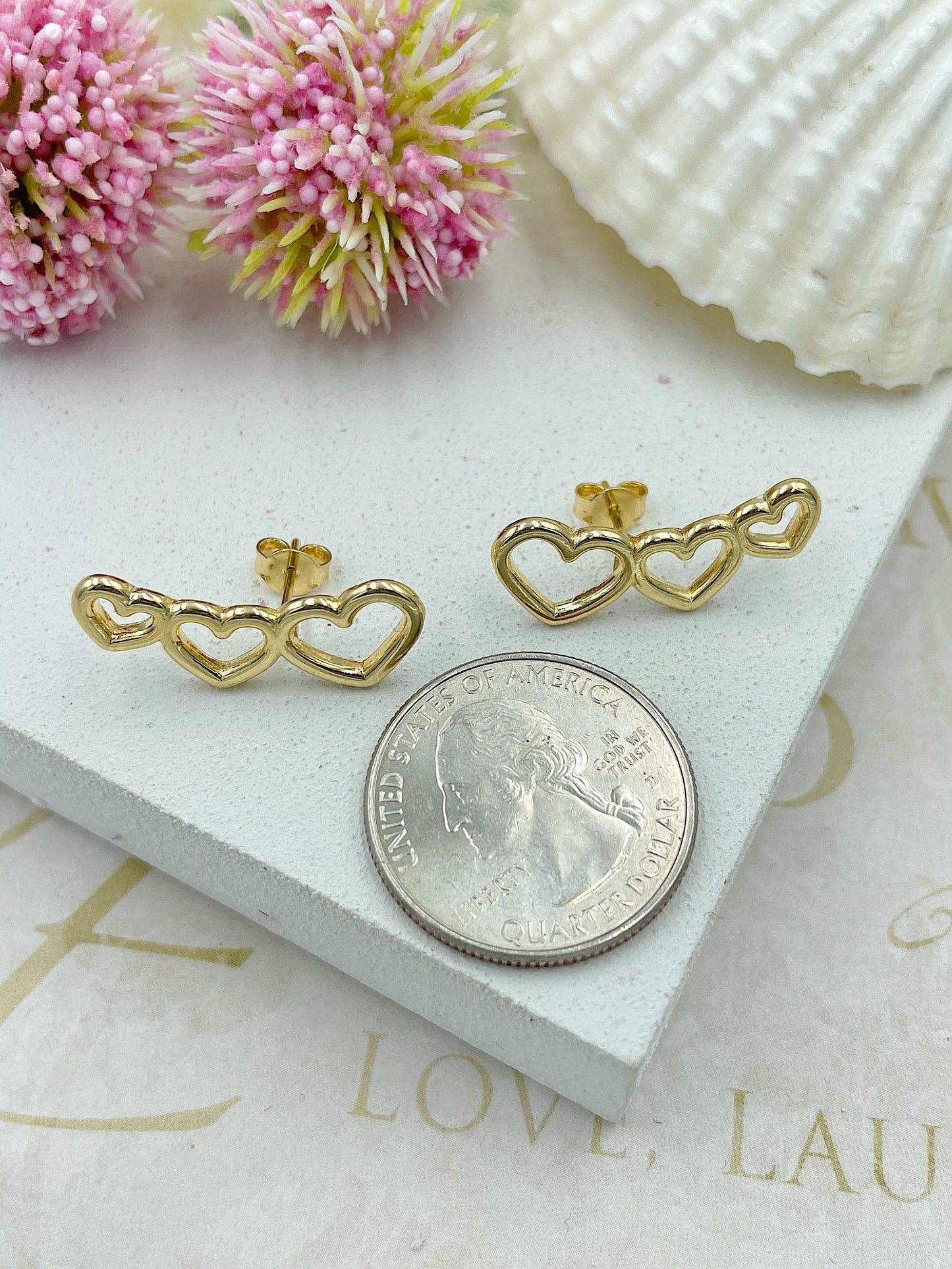 Three Hearts Stud Earrings