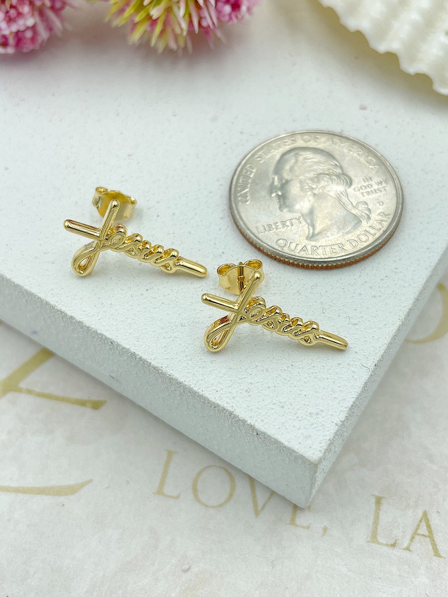 JESUS Cross Stud Earrings