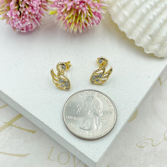 Glowing Swan Stud Earrings