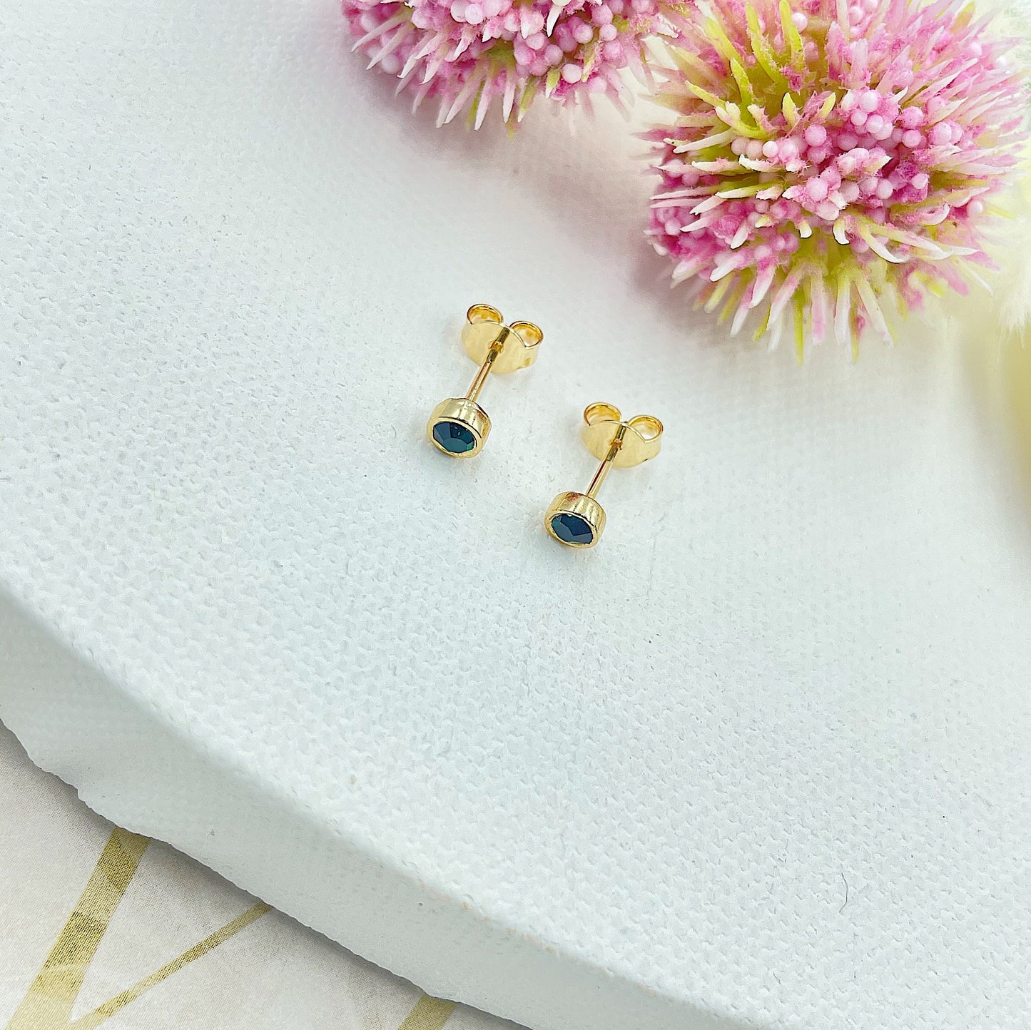 Colored Stone Stud Earrings