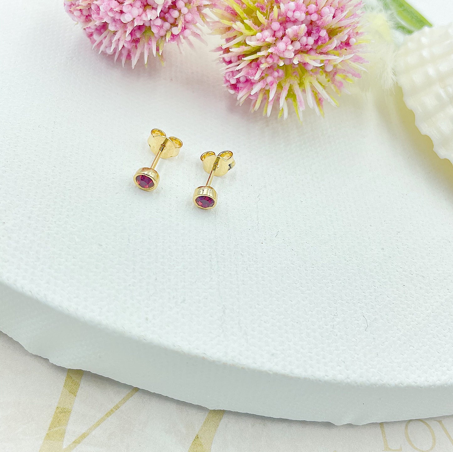 Colored Stone Stud Earrings