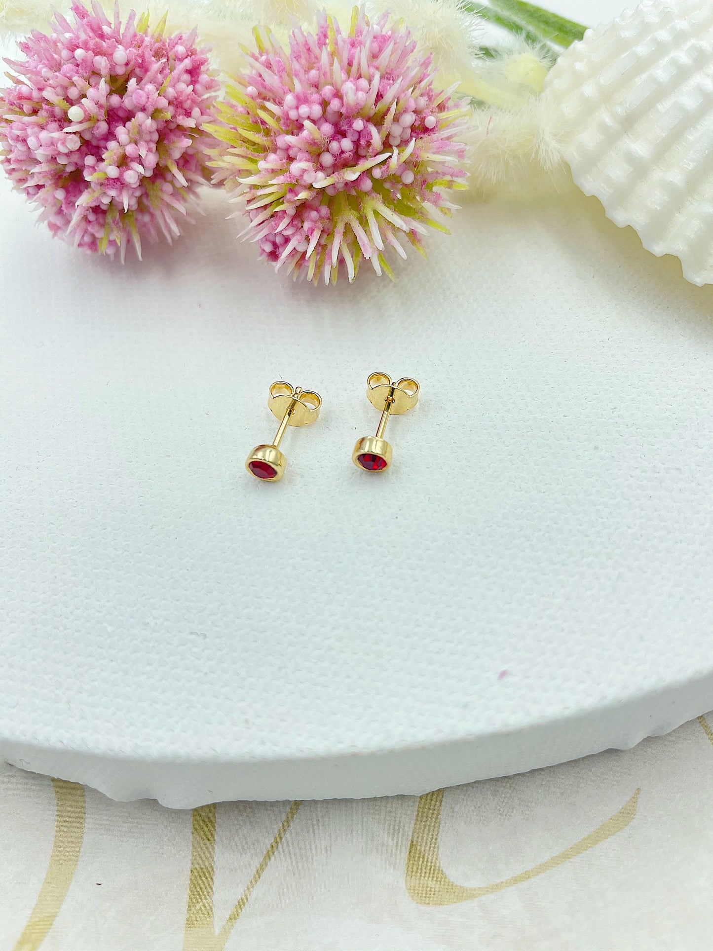 Colored Stone Stud Earrings