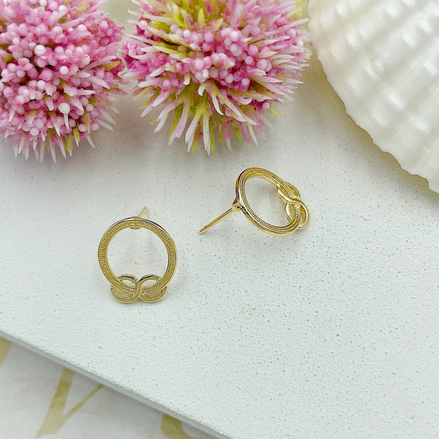 Circle With Infinity Stud Earrings