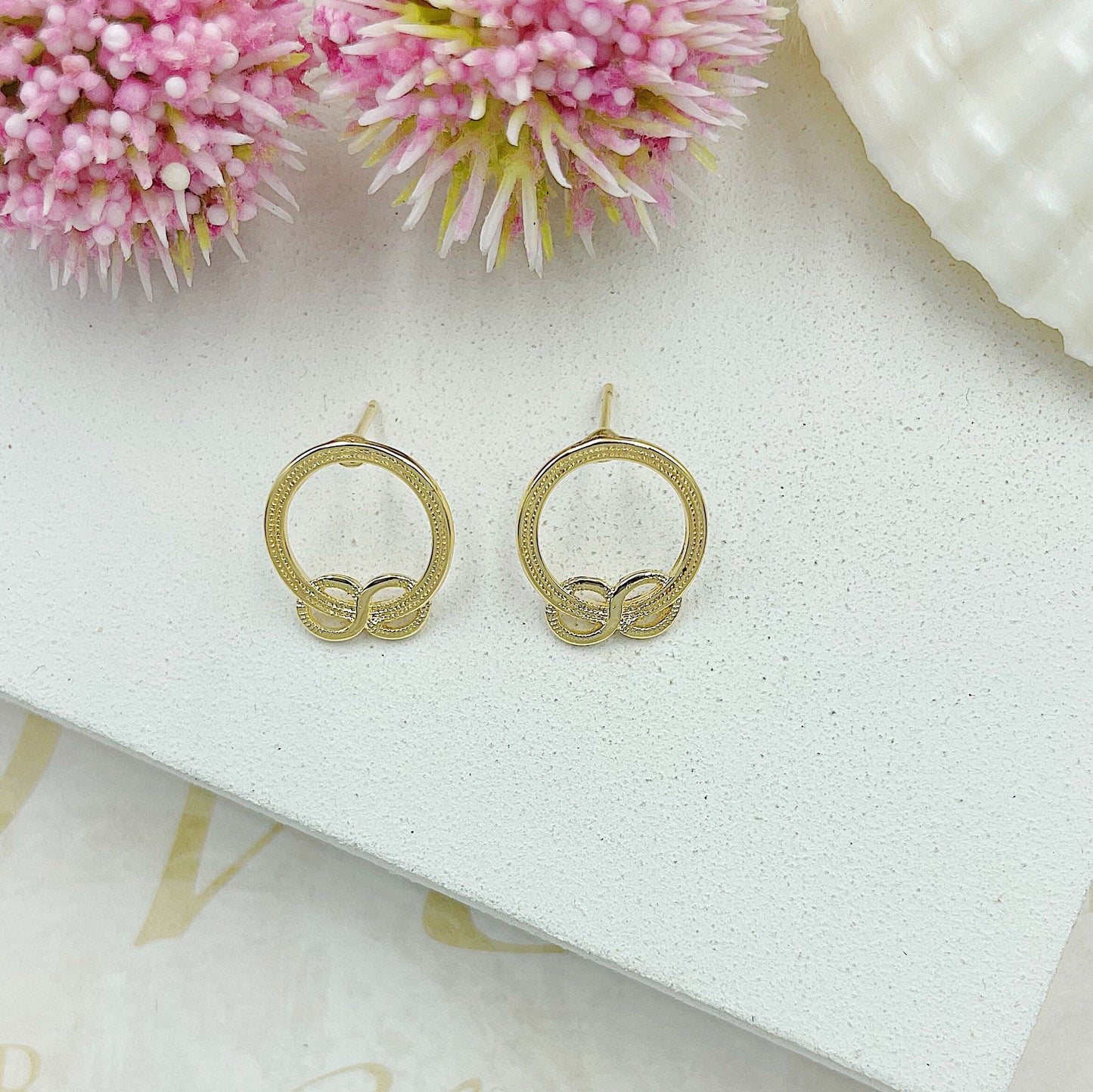 Circle With Infinity Stud Earrings