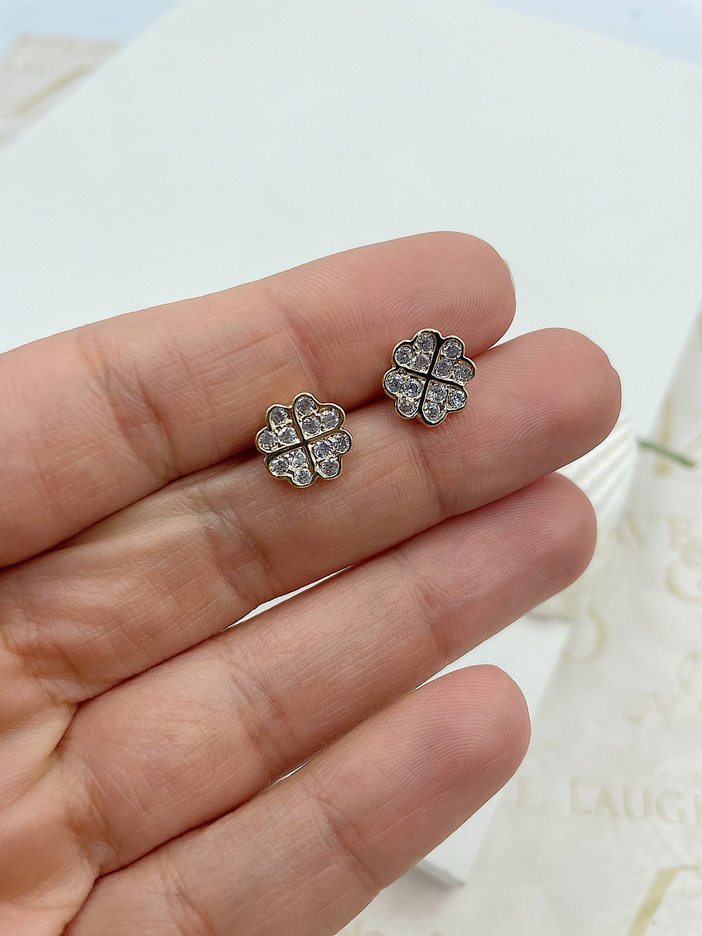 Shiny Lucky Clover Stud Earrings