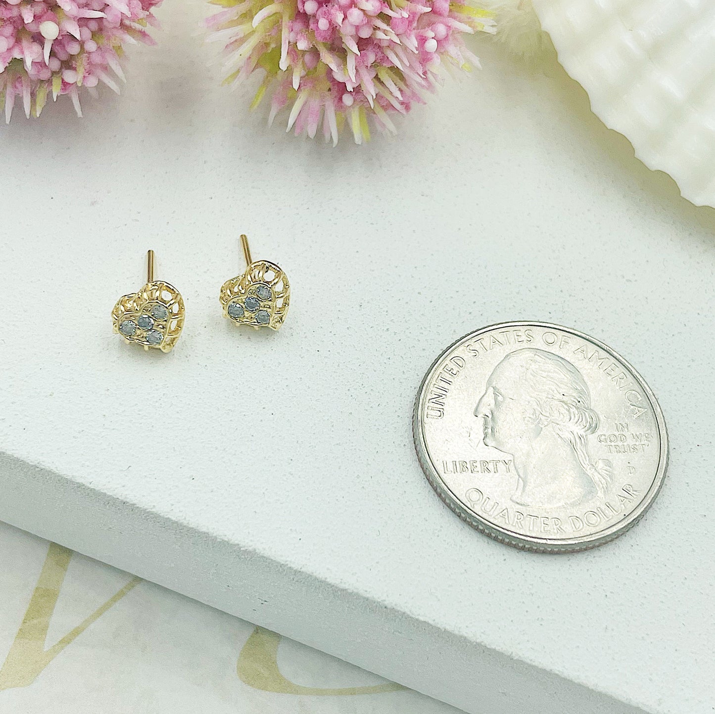 Small Heart With Light Stones Stud Earrings