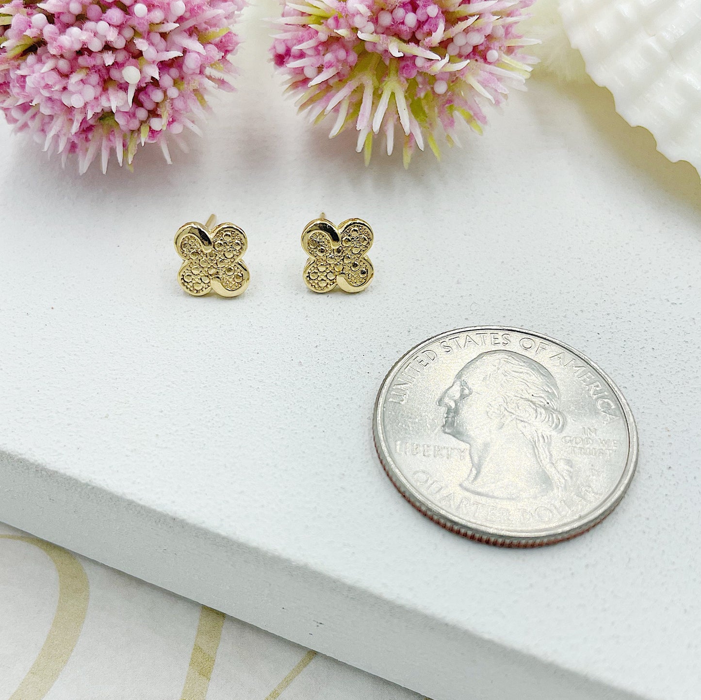 Golden Flower Stud Earrings