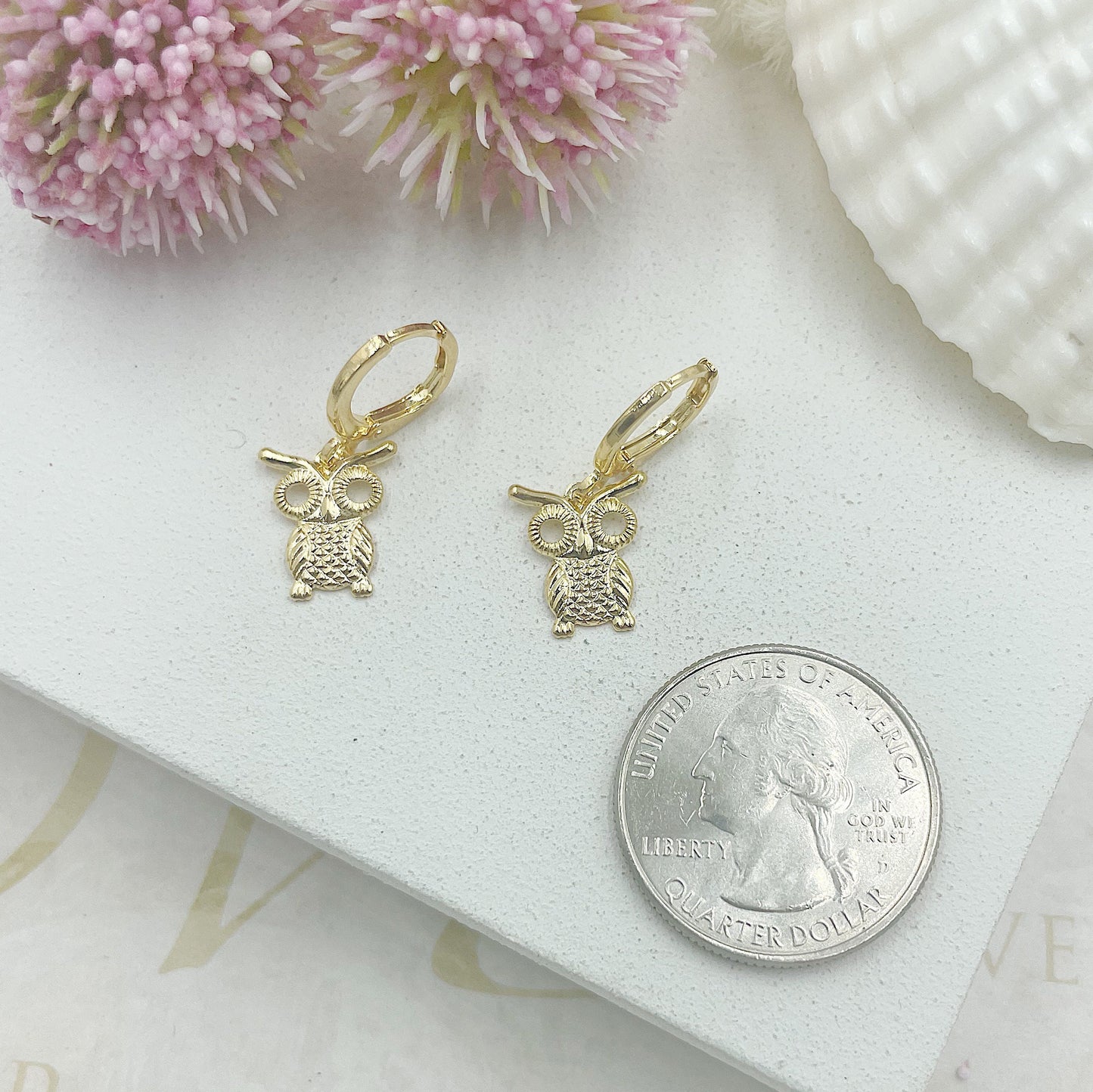 Golden Owl Hanging Earrings