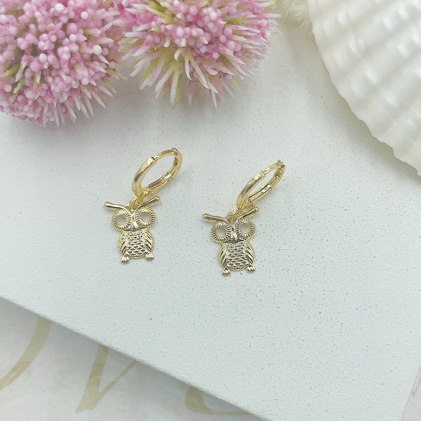 Golden Owl Hanging Earrings