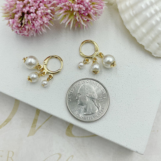 3 Hanging Faux Pearls Earrings