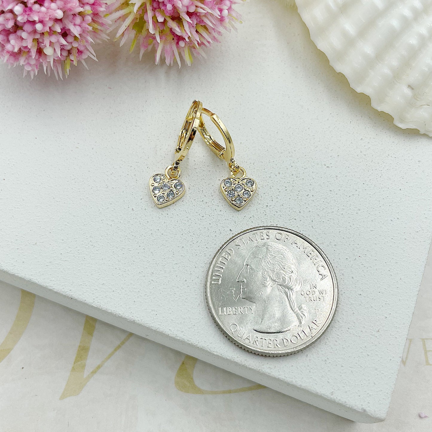 Zirconia's Pent Up Heart Stud Earrings