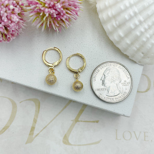 Golden Matte Ball Hanging Earrings