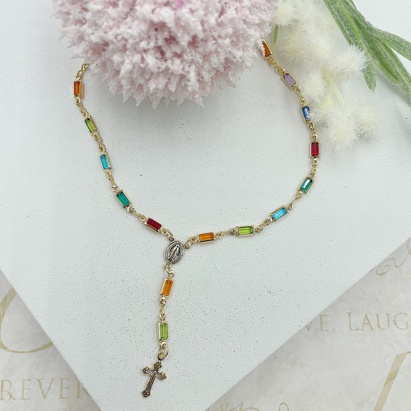 Rosary With Colored Stones Necklace