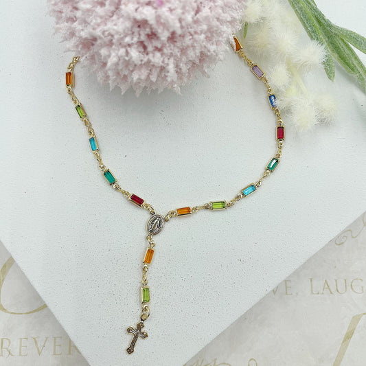 Rosary With Colored Stones Necklace