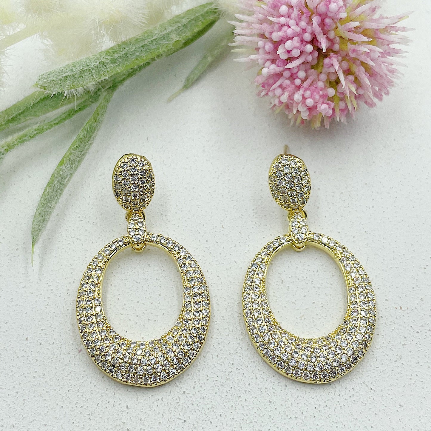 Studded With Glittering Stones Stud Earrings