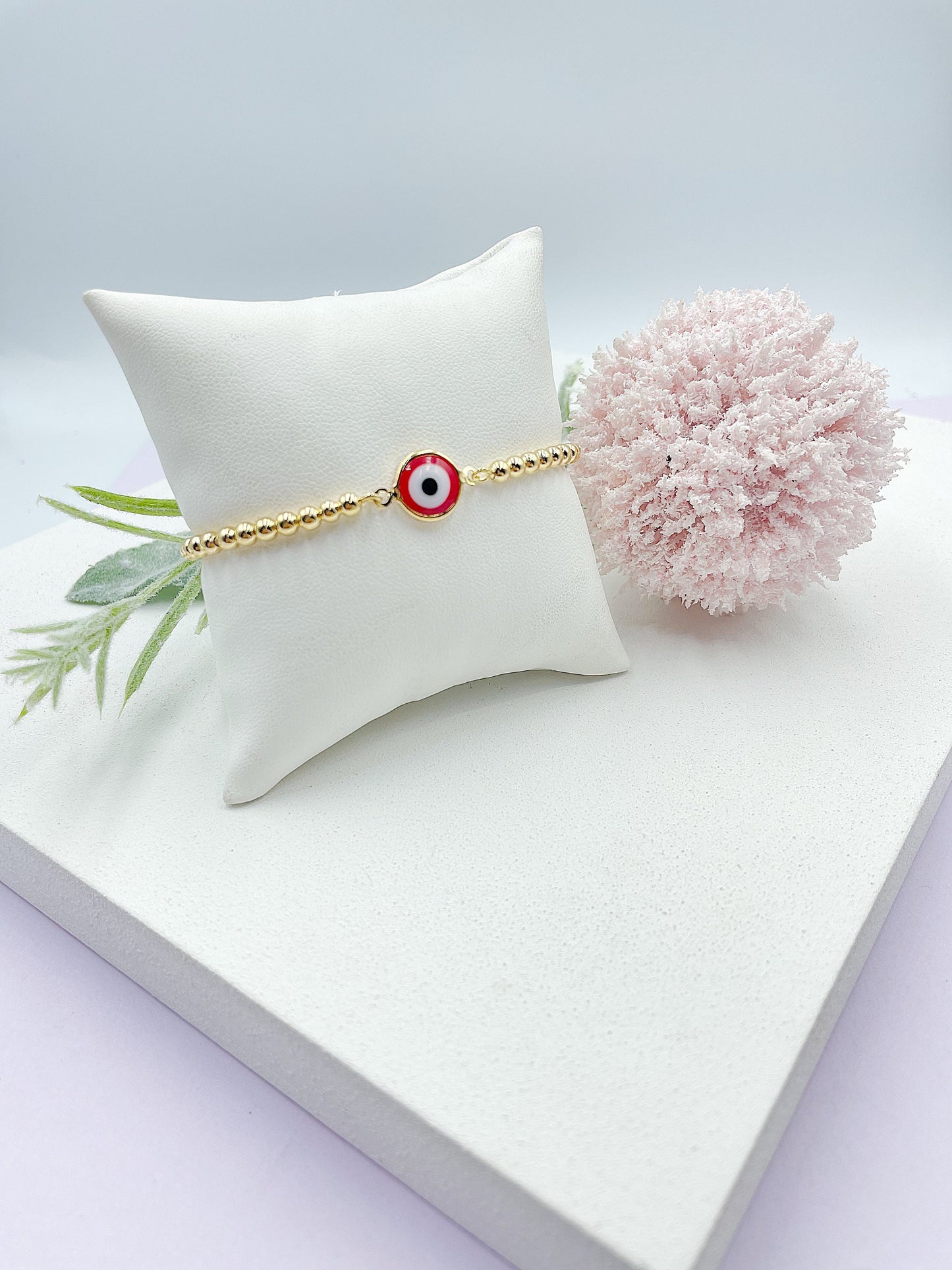 Red Greek Eye Adjustable Lock Bracelet