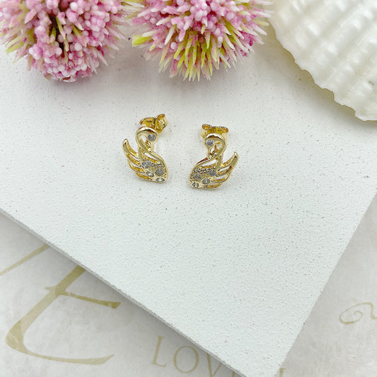 Glowing Swan Stud Earrings