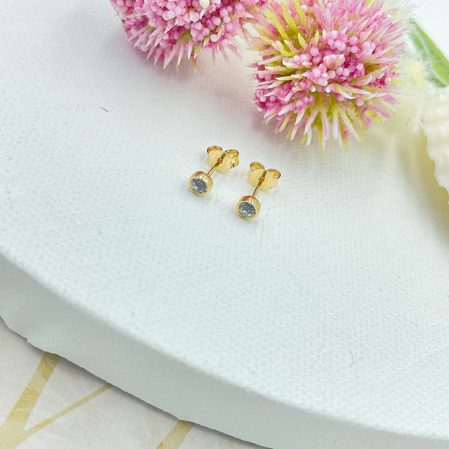 Colored Stone Stud Earrings