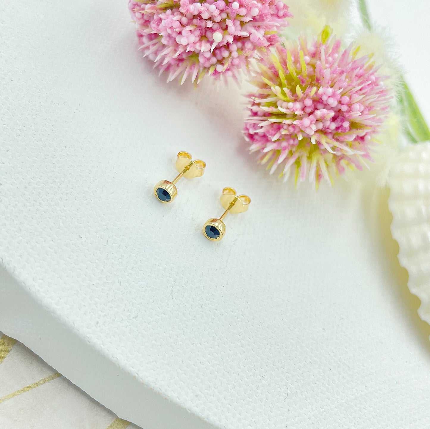 Colored Stone Stud Earrings