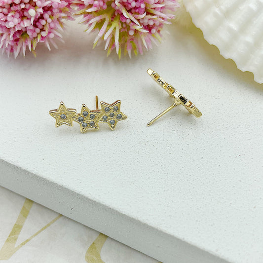 3 Shiny Stars Stud Earrings