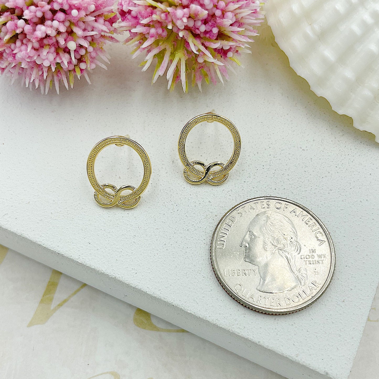 Circle With Infinity Stud Earrings