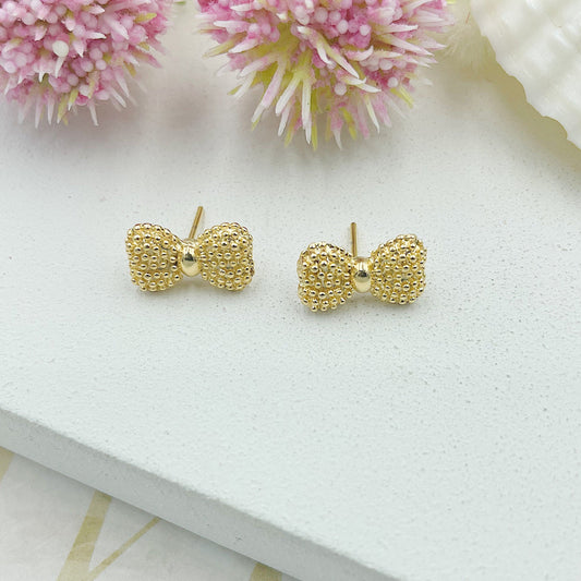 Golden Bow Stud Earrings