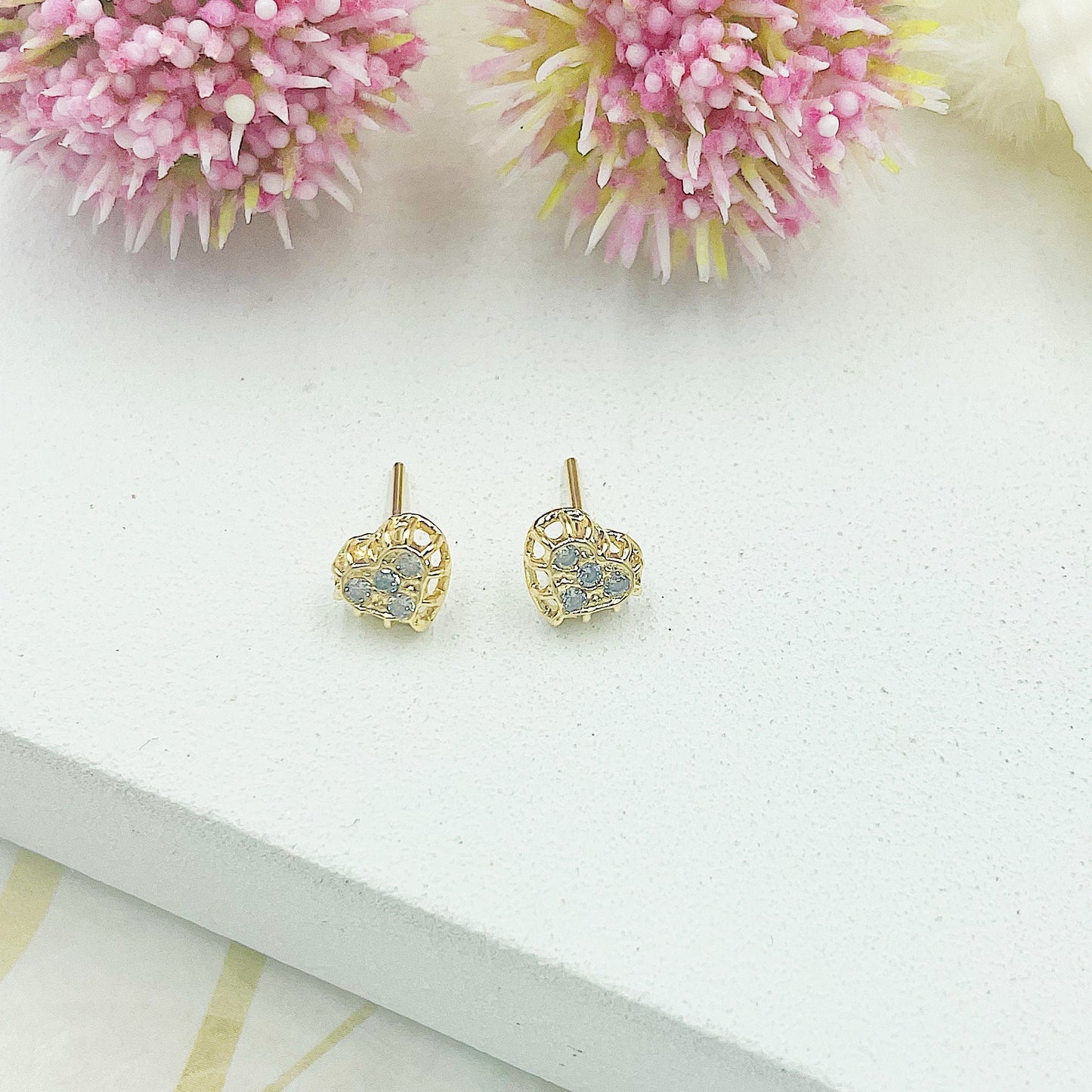 Small Heart With Light Stones Stud Earrings