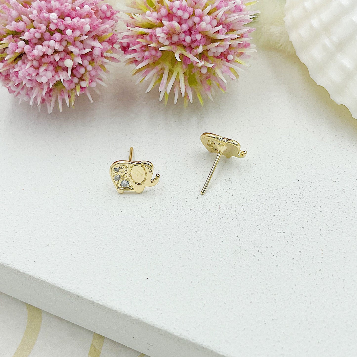 Elephant With Light Stones Stud Earrings