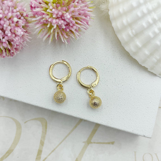 Golden Matte Ball Hanging Earrings