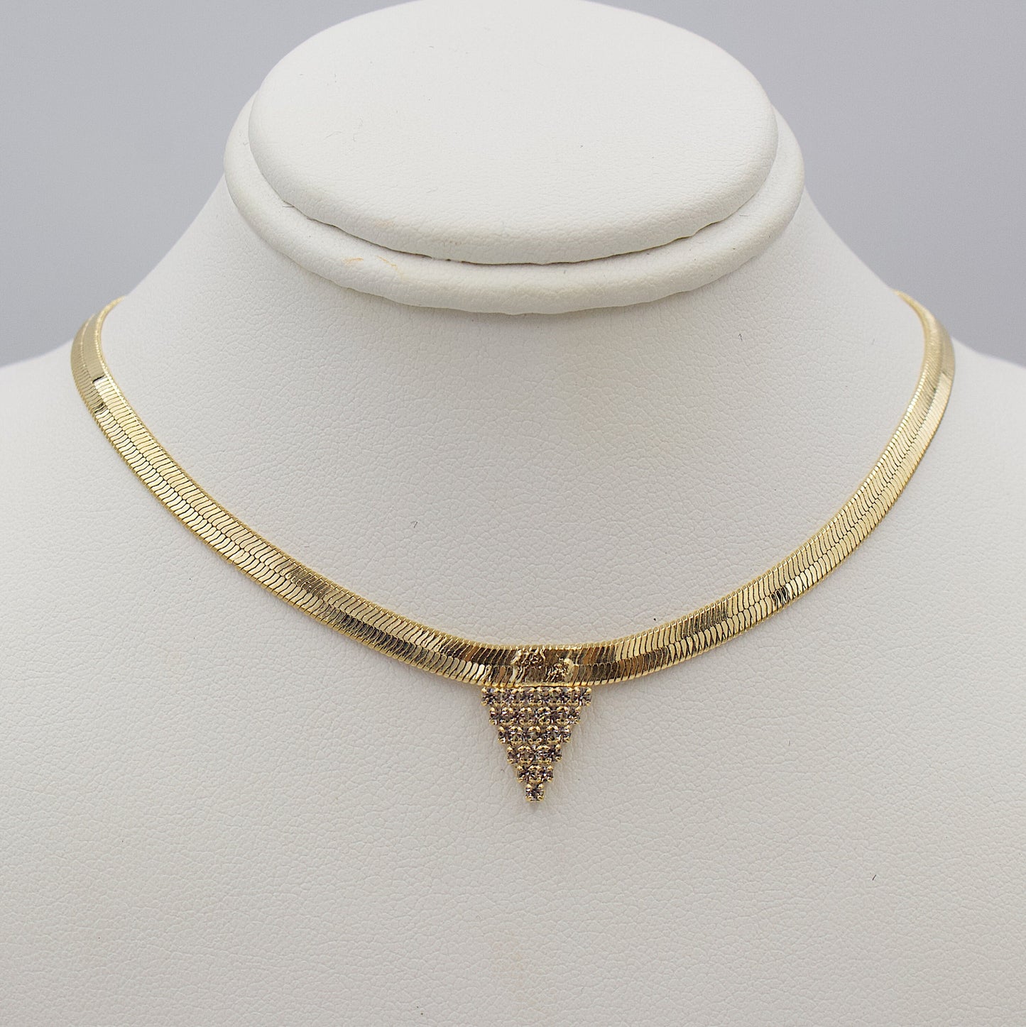 Snake Chain With Triangle In Shining Stones Necklace