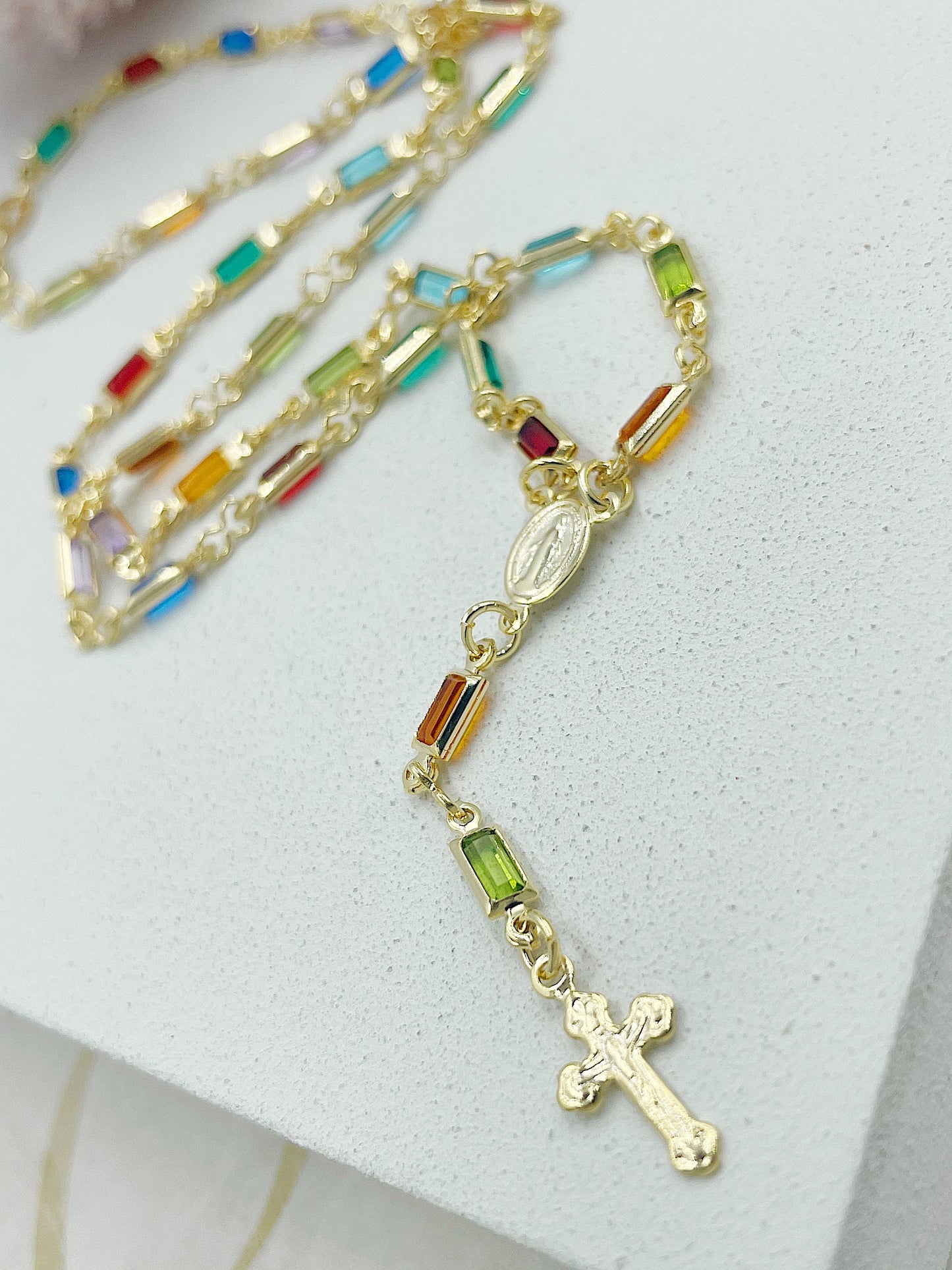 Rosary With Colored Stones Necklace