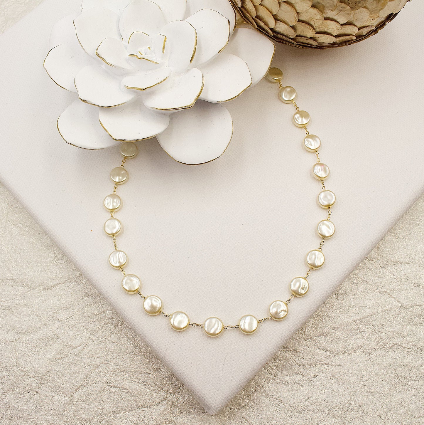 Rounded Flat Pearl Necklace