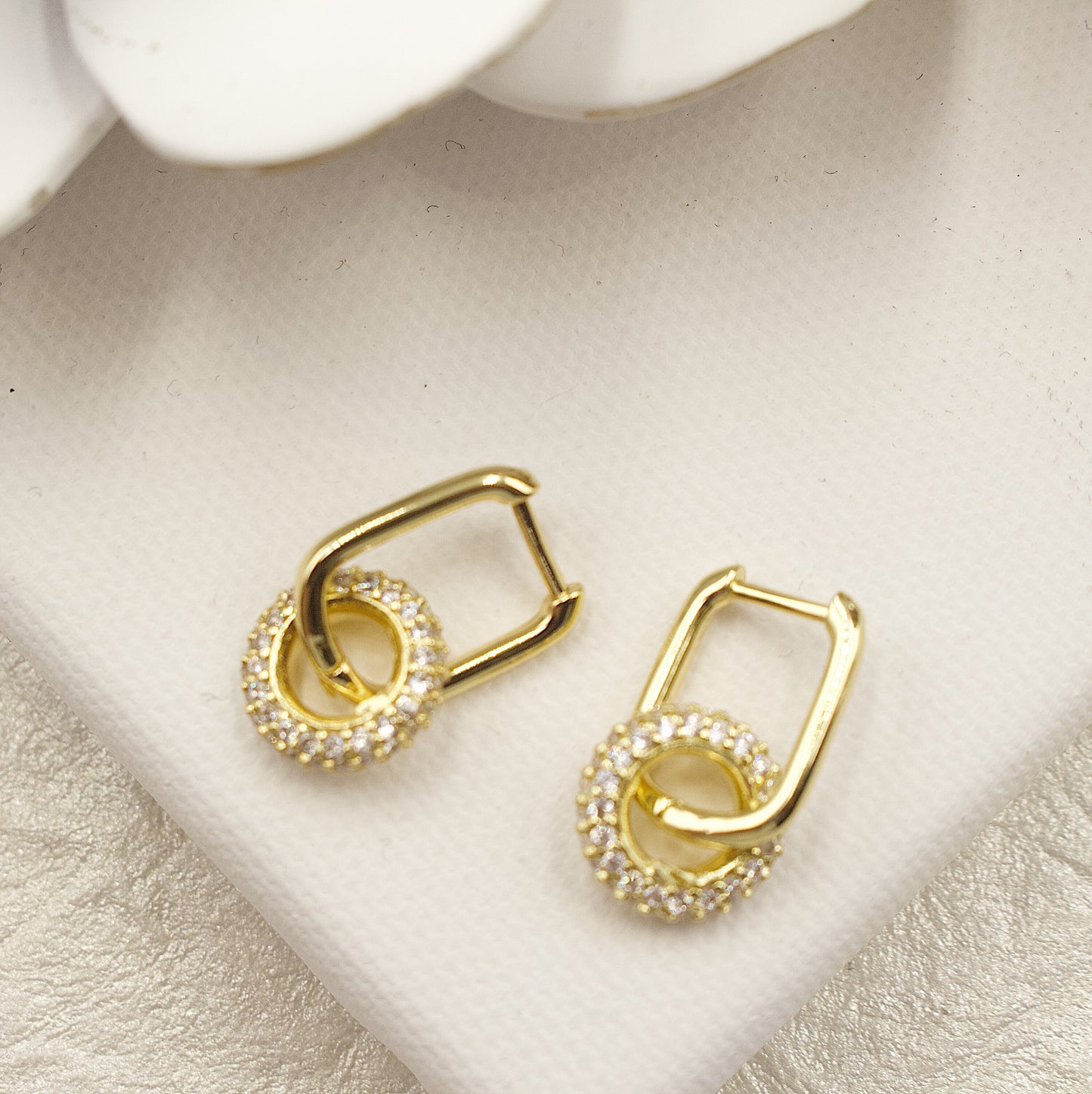 Hanging Glittering Stones Ring Earrings