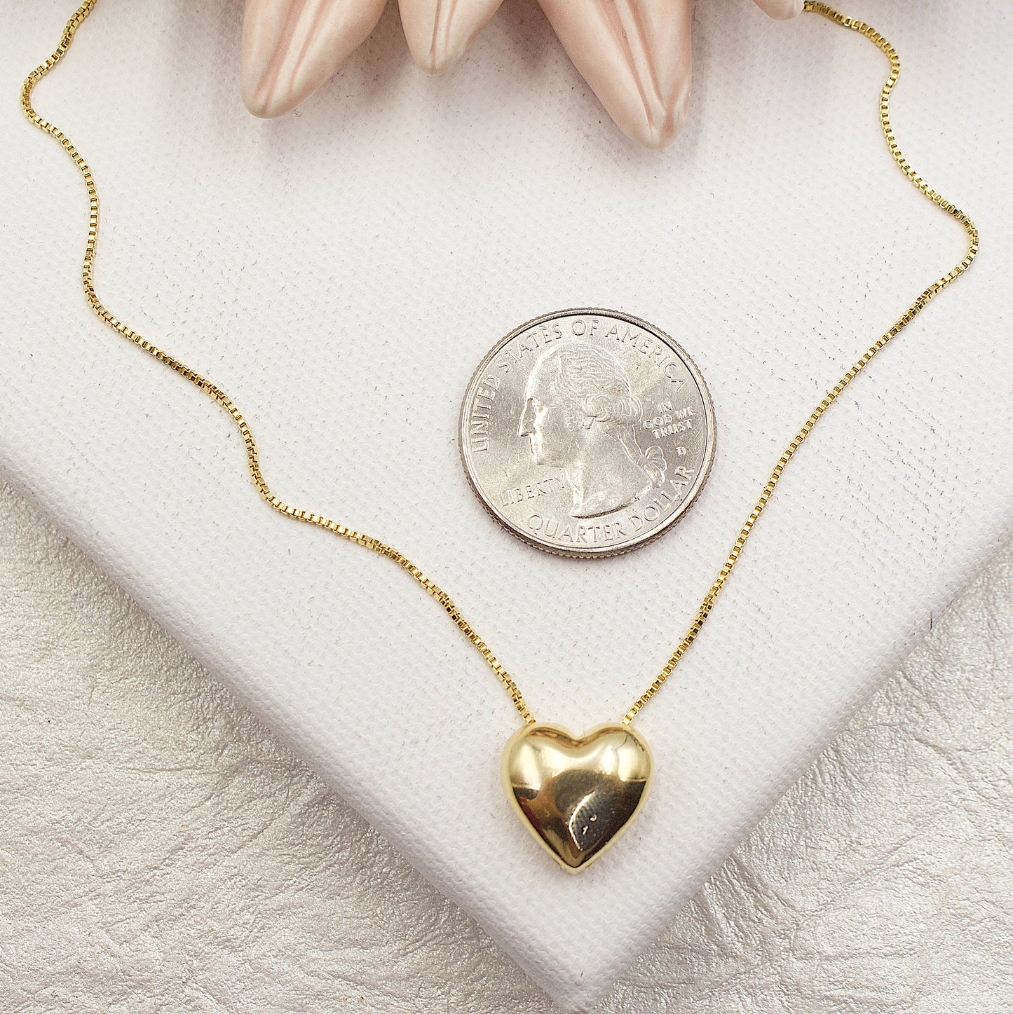 Gold Layered Box Chain Heart Set