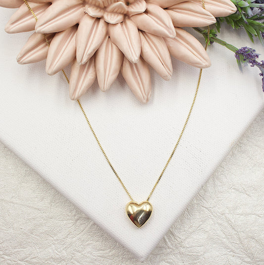 Gold Layered Box Chain Heart Set