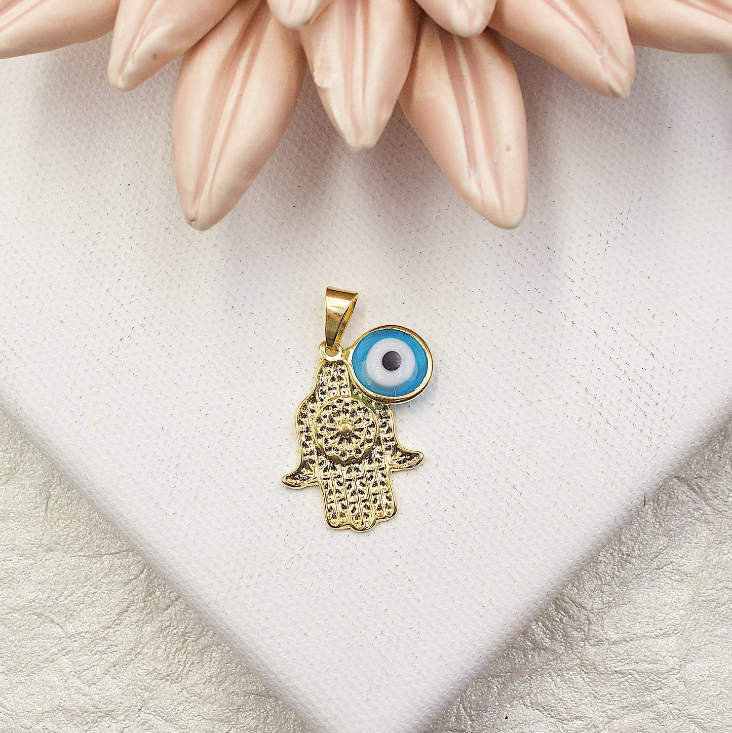 Hamsa With Blue Greek Eye Pendant