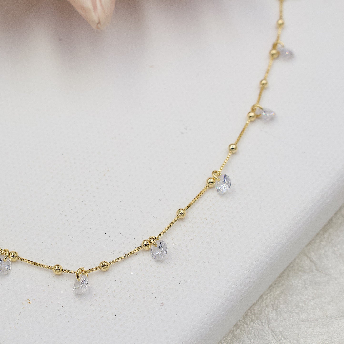 Golden Balls With Interspersed Glittering Stones Choker