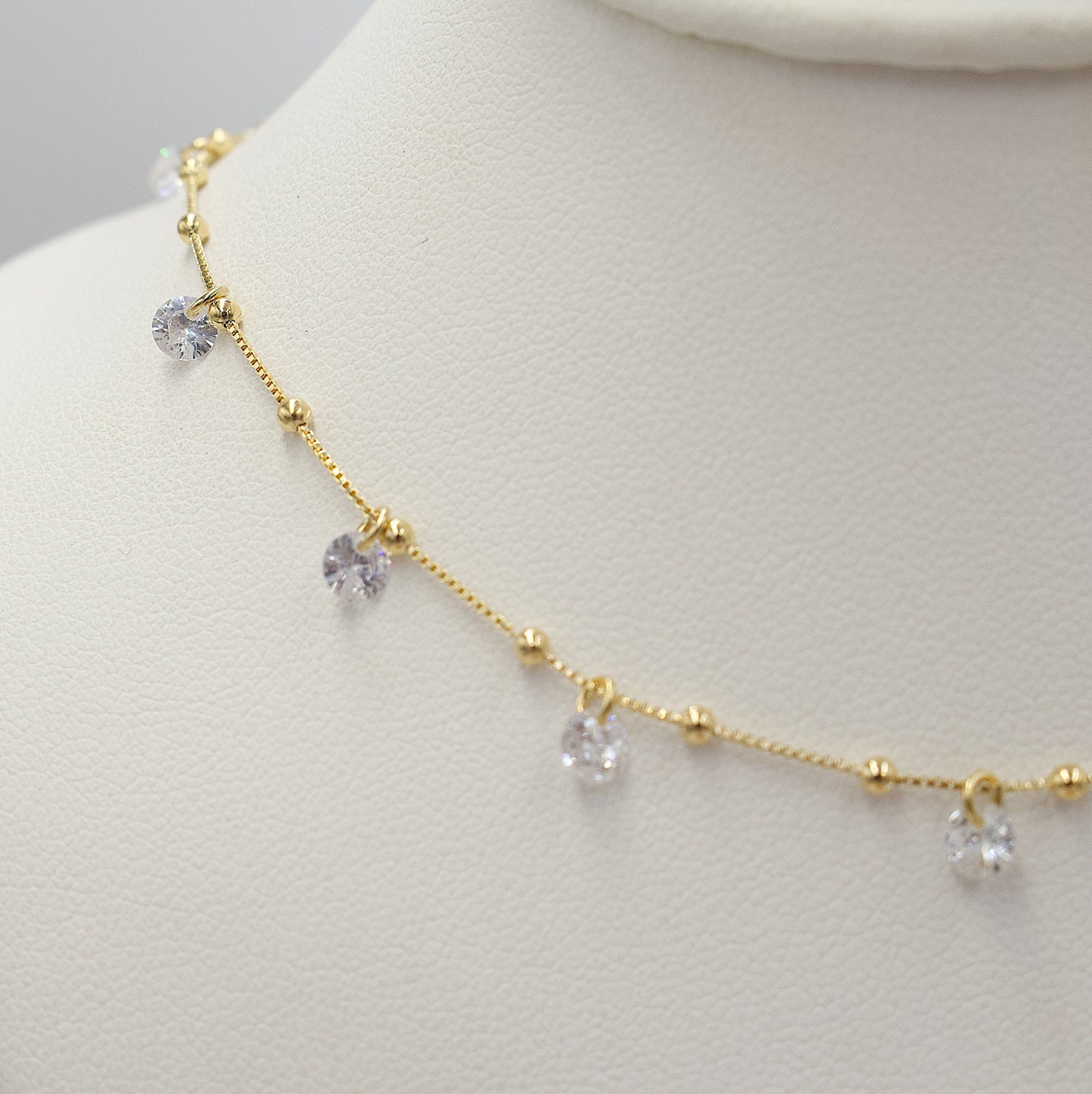 Golden Balls With Interspersed Glittering Stones Choker