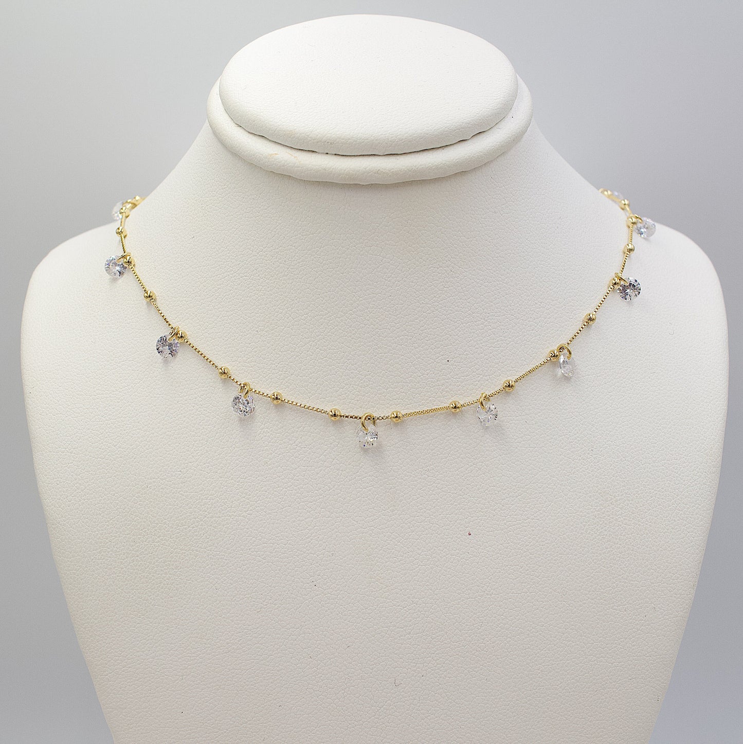 Golden Balls With Interspersed Glittering Stones Choker