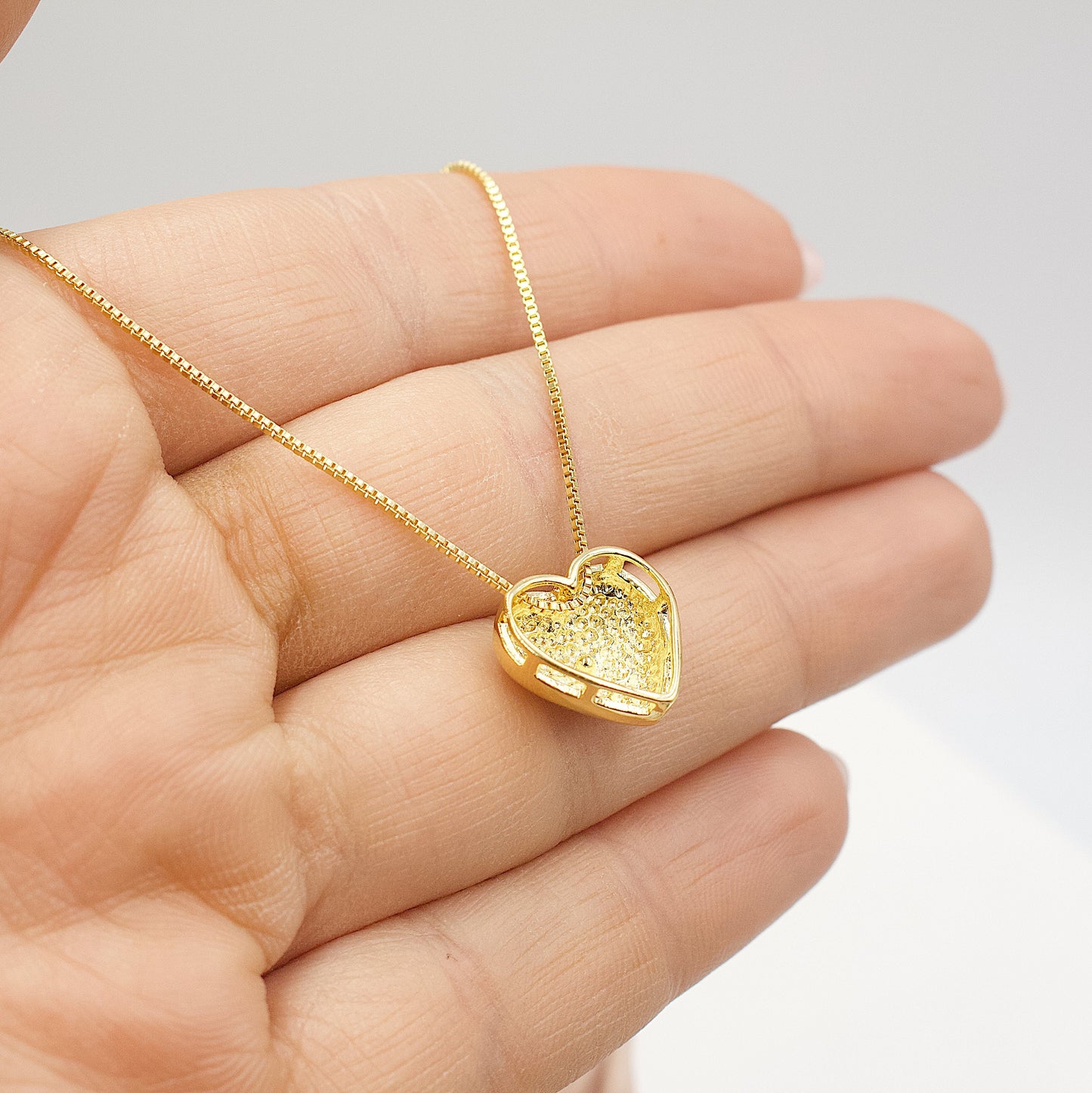 Gold Layered Box Chain Heart Set