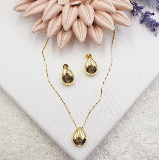 Gold Layered Box Chain Drop Set