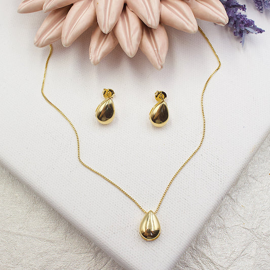 Gold Layered Box Chain Small Drop Set