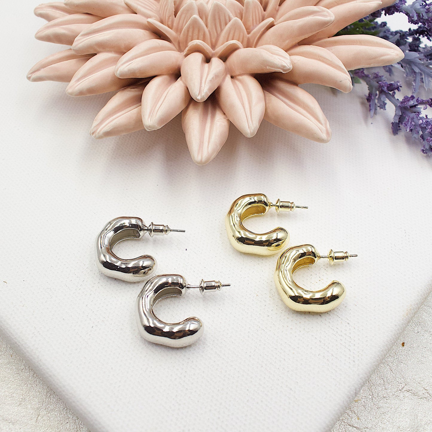 Small Size Thick Open Ring Earrings