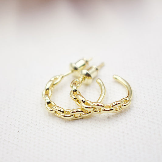 Open Ring With Chain Detail Earrings