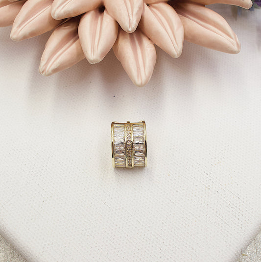 Baguette Stone With Rhinestones In The Center Cuff Earring